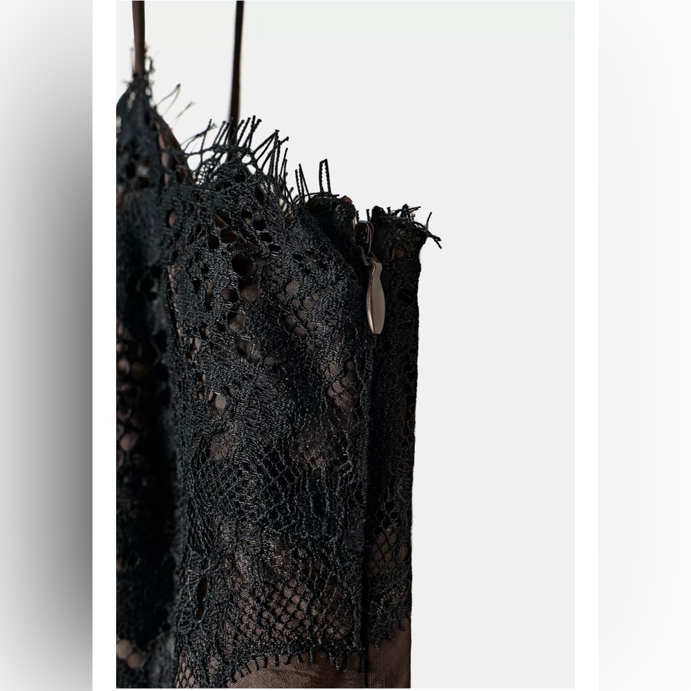 ASYMMETRIC SATIN LACE DRESS ZW COLLECTION - SLIP DRESS - Picture 14 of 17